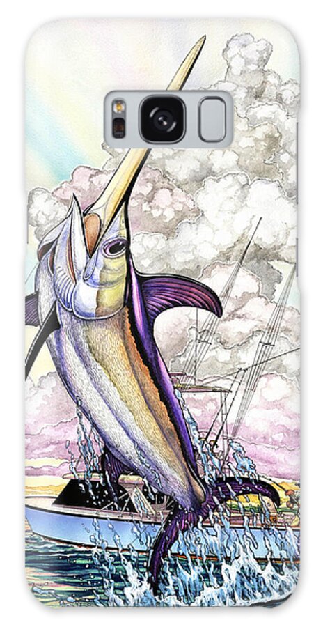 Blue Mrlin Galaxy Case featuring the painting Fishing Swordfish by Terry Fox