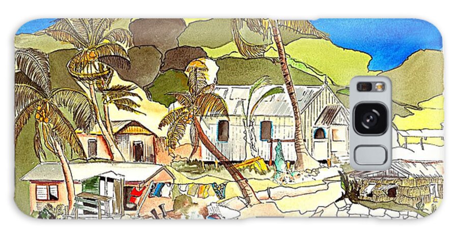 Fiji - South Pacific Tropical Islands Galaxy Case featuring the painting Fishing Village - Fiji by Joan Cordell