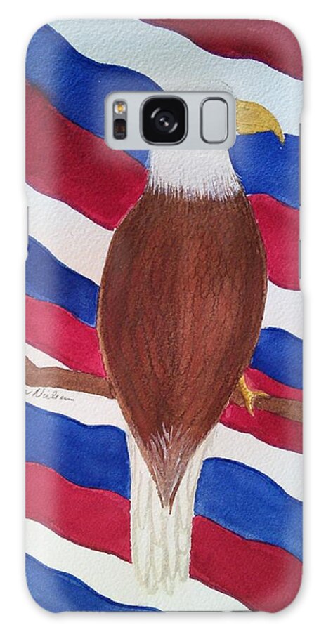 Flag And Eagle Galaxy Case featuring the painting Flag and Eagle by Susan Nielsen
