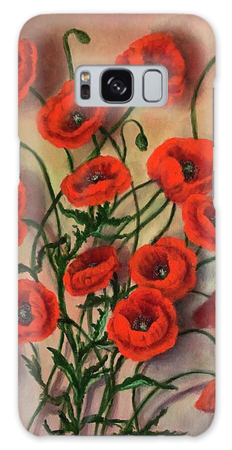 Poppies Galaxy Case featuring the painting Flander Poppies by Rand Burns