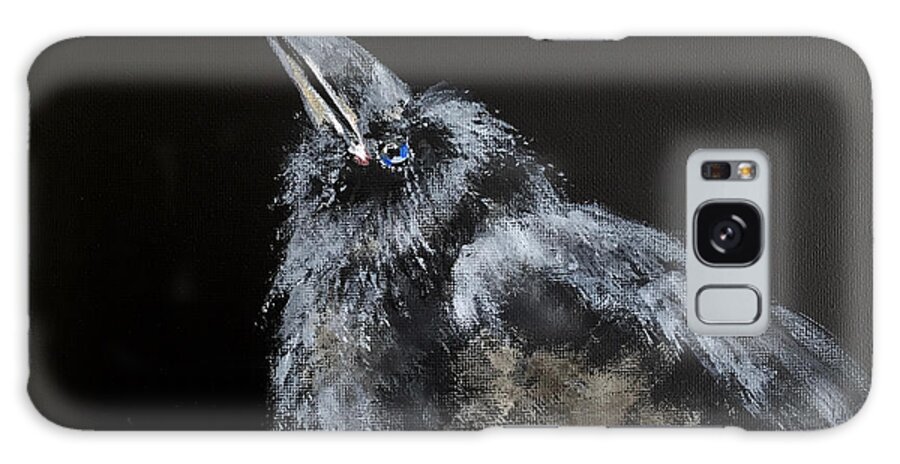 Acrylic Painting Galaxy Case featuring the painting Fledgling Raven by Pat Dolan