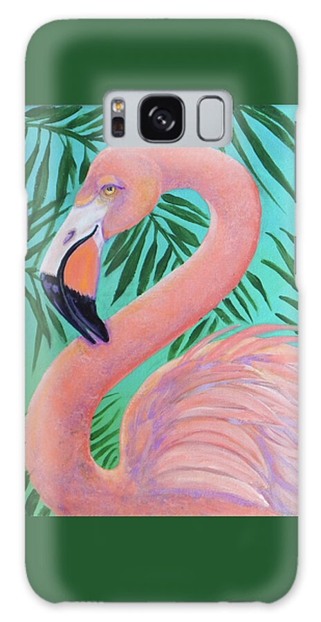 Birds Galaxy Case featuring the painting Flirty Flamingo by Pat St Onge