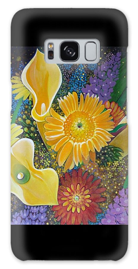Flowers Galaxy S8 Case featuring the painting Floral Fireworks by Helena Tiainen