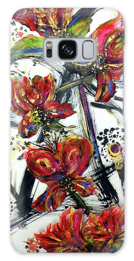 Abstract Galaxy Case featuring the painting Florals By Design by Mary Silvia