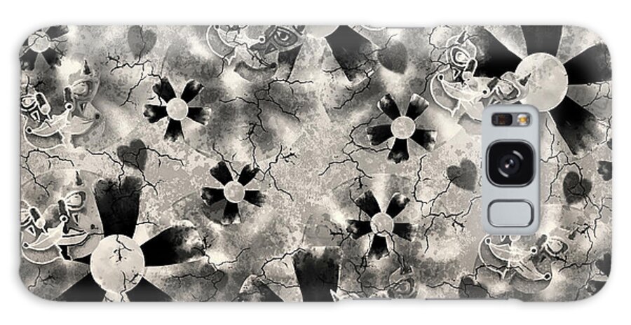 Black Galaxy Case featuring the digital art Flower Clown Pattern in Black by April Burton