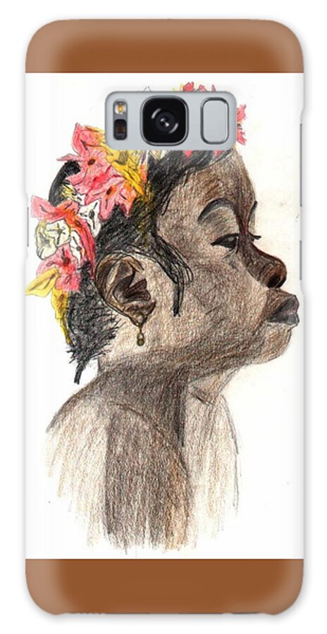 Portrait Galaxy Case featuring the drawing Flower Girl by Julia Woodman