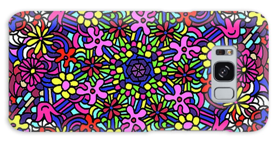 Gravityx9 Galaxy Case featuring the mixed media Flower Power Doodle Art by Gravityx9 Designs