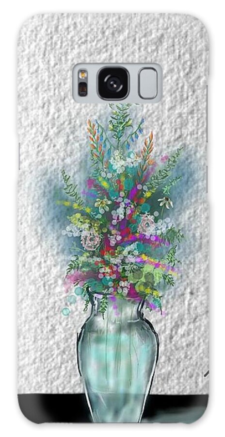Vase Galaxy Case featuring the digital art Flowers study two by Darren Cannell