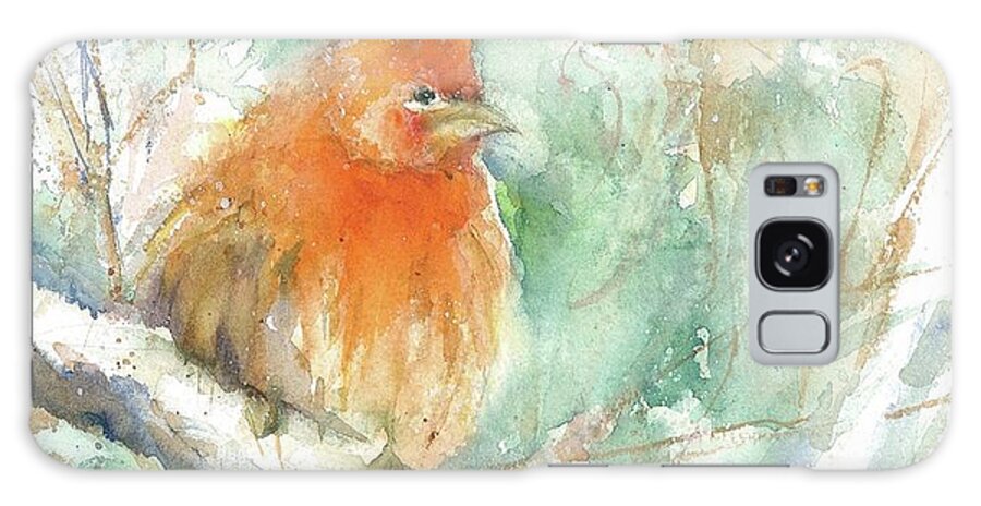 Bird Galaxy Case featuring the painting Fluffy Finch by Christy Lemp