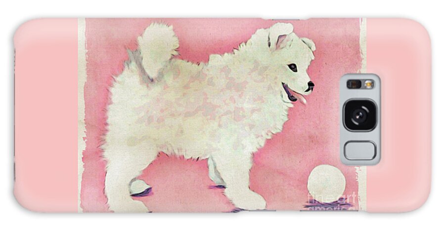 The Neighbors Puppy Galaxy Case featuring the painting Fluffy Pup by Phyllis Kaltenbach