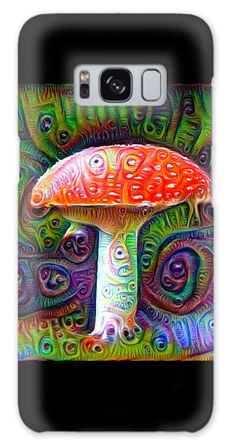 Fly Agaric Galaxy Case featuring the drawing Fly agaric magic mushroom deep dream by Matthias Hauser