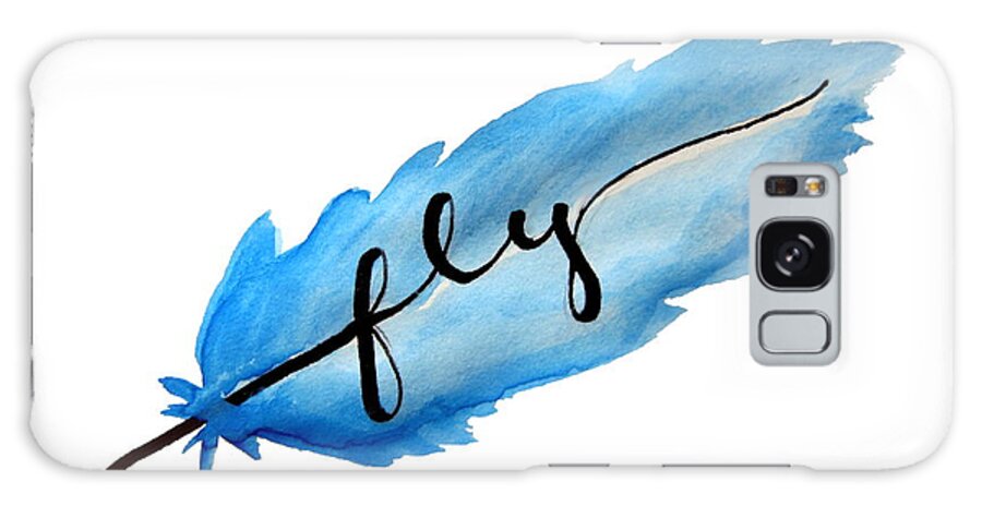 Watercolor Galaxy Case featuring the painting Fly Watercolor Feather Horizontal by Michelle Eshleman
