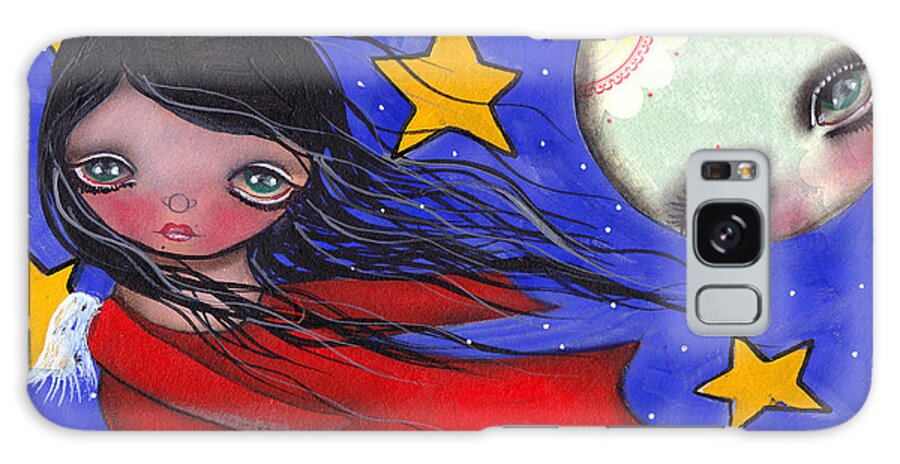 Angel Galaxy Case featuring the painting Flying with the Moon by Abril Andrade