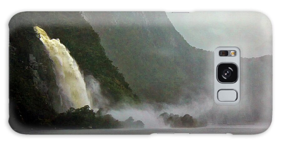 New Zealand Galaxy Case featuring the photograph Foggy Milford Sound New Zealand 4-1 by Stefan H Unger