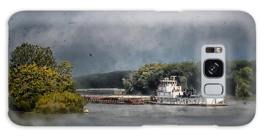 Landscape Galaxy Case featuring the photograph Foggy Morning at the Barge Harbor by Al Mueller