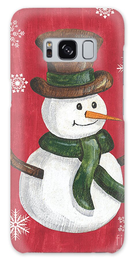 Snowman Galaxy Case featuring the painting Folk Snowman by Debbie DeWitt