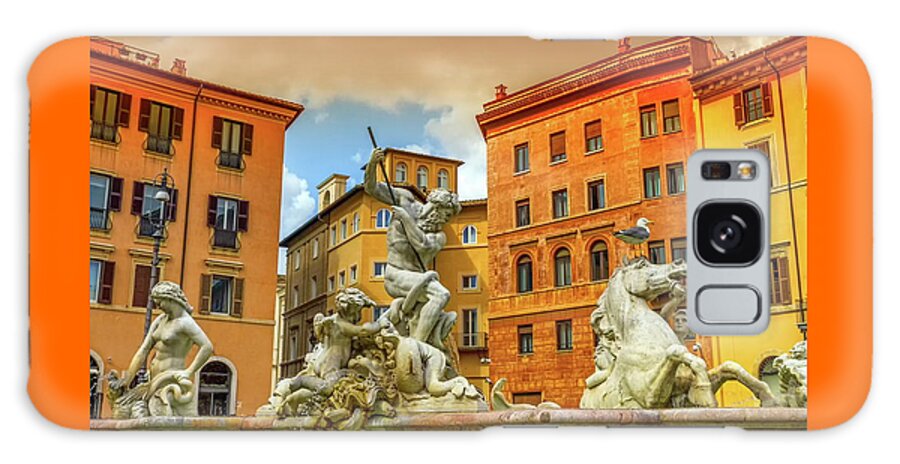 Navona Galaxy Case featuring the photograph Fontana del Nettuno, fountain of Neptune, Piazza Navona, Roma, Italy by Elenarts - Elena Duvernay photo
