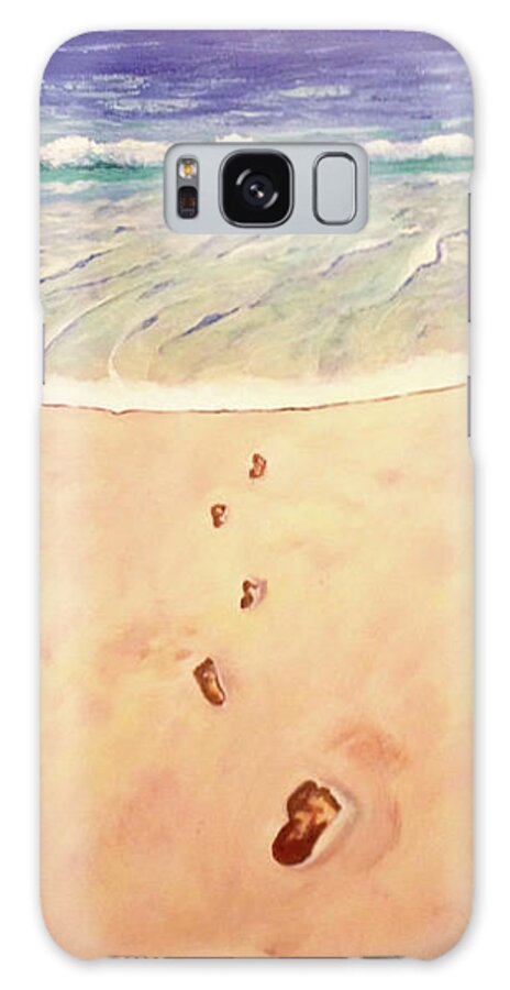 Landscape Galaxy Case featuring the painting Footprints in the Sand by Donna Tucker