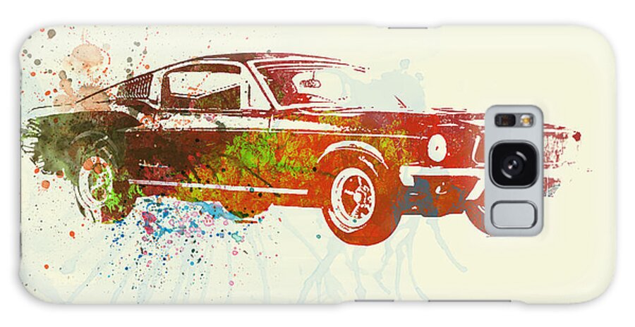 Ford Mustang Galaxy Case featuring the painting Ford Mustang Watercolor by Naxart Studio