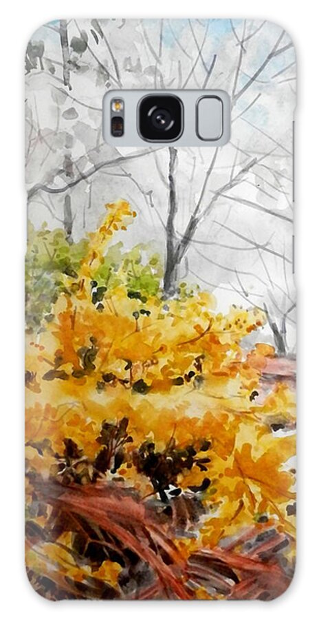 Landscape Galaxy Case featuring the painting Forsythia and Cherry Blossoms by Martha Tisdale