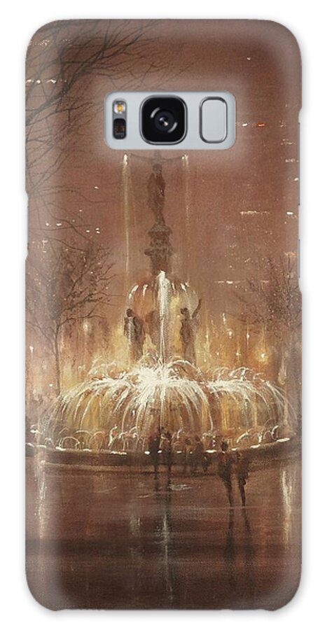 Fountain Square Galaxy Case featuring the painting Fountain Square by Tom Shropshire