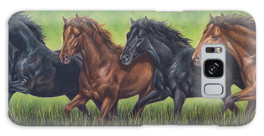 Horse Galaxy Case featuring the painting Four Horses by Kim Lockman