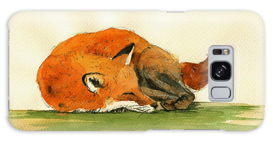 Fox Galaxy Case featuring the painting Fox sleeping painting by Juan Bosco