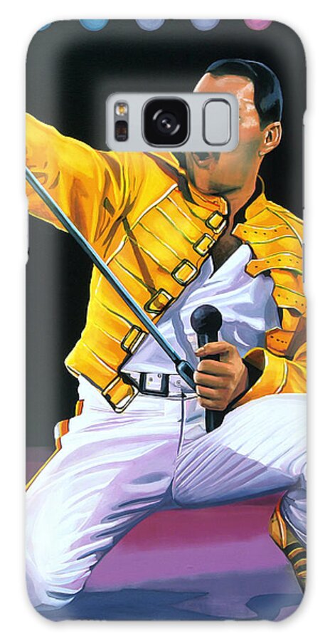 Freddie Mercury Galaxy Case featuring the painting Freddie Mercury Live by Paul Meijering