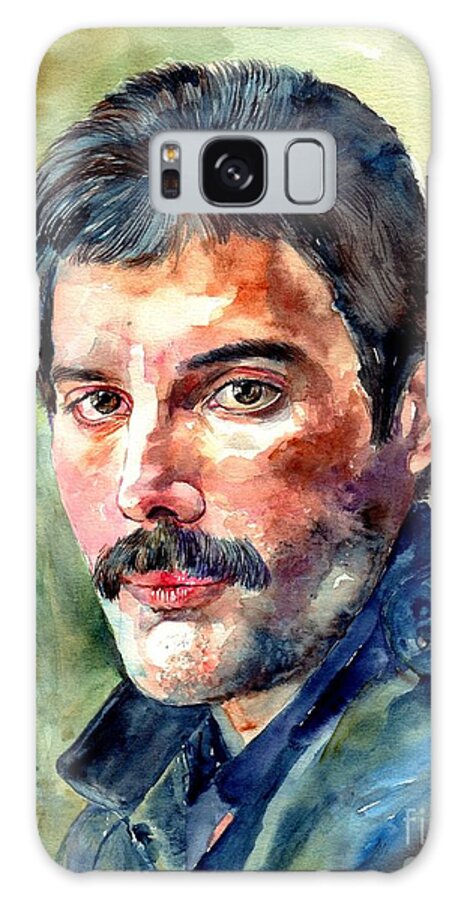 Freddie Galaxy Case featuring the painting Freddie Mercury watercolor by Suzann Sines