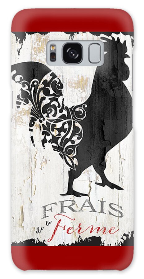 Farm Galaxy Case featuring the painting French Farm Sign Rooster by Mindy Sommers