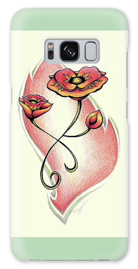 Nature Galaxy Case featuring the drawing Vibrant Flower 1 Poppy by Sipporah Art and Illustration