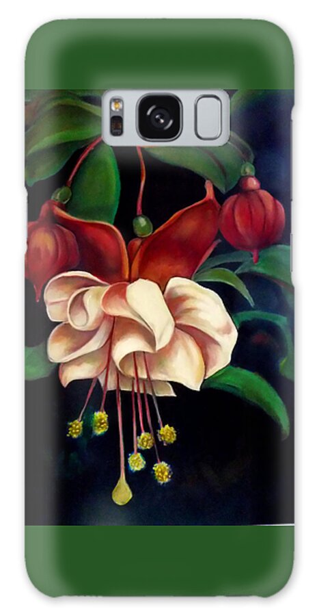 Fuchsias Pink And Green Galaxy Case featuring the painting Fuchsias by Irena Mohr