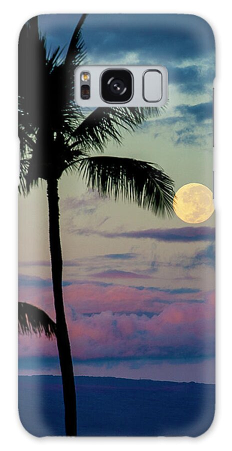 Palm Trees Galaxy Case featuring the photograph Full Moon and Palm Trees by Anthony Jones
