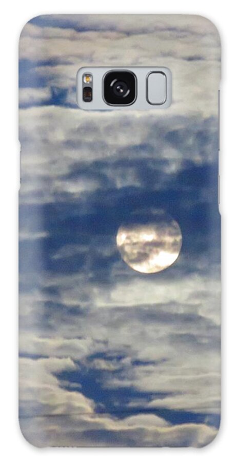 Moon Galaxy Case featuring the photograph Full Moon in Gemini with Clouds by Judy Kennedy