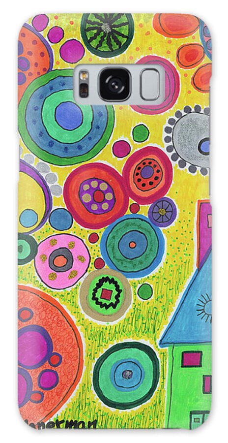 Original Drawing Galaxy S8 Case featuring the drawing Funky Universe by Susan Schanerman