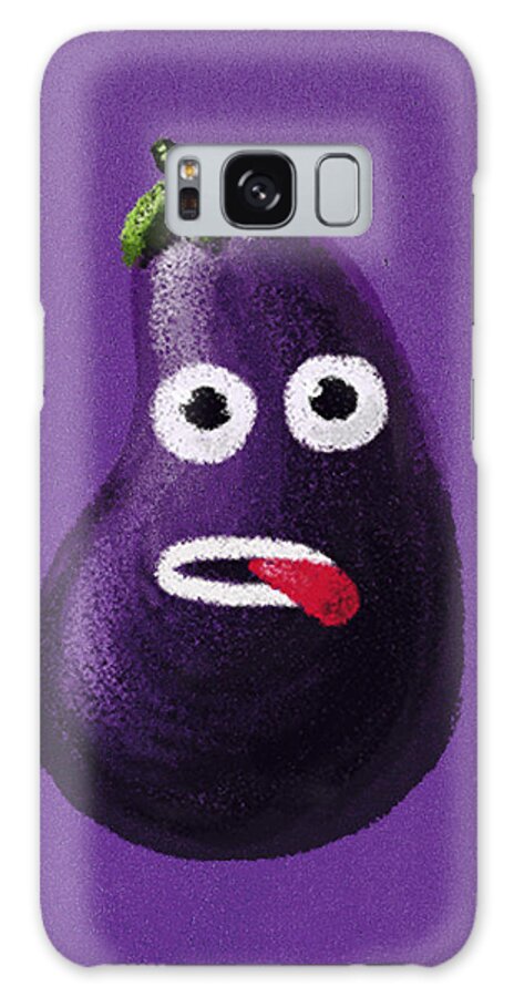 Eggplant Purple Galaxy Case featuring the digital art Funny Eggplant by Boriana Giormova