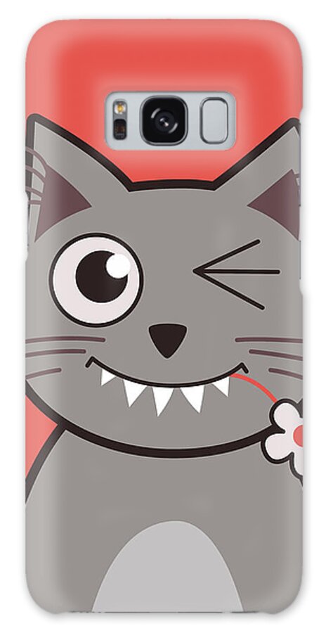 Cat Galaxy S8 Case featuring the digital art Funny Winking Cartoon Kitty Cat by Boriana Giormova