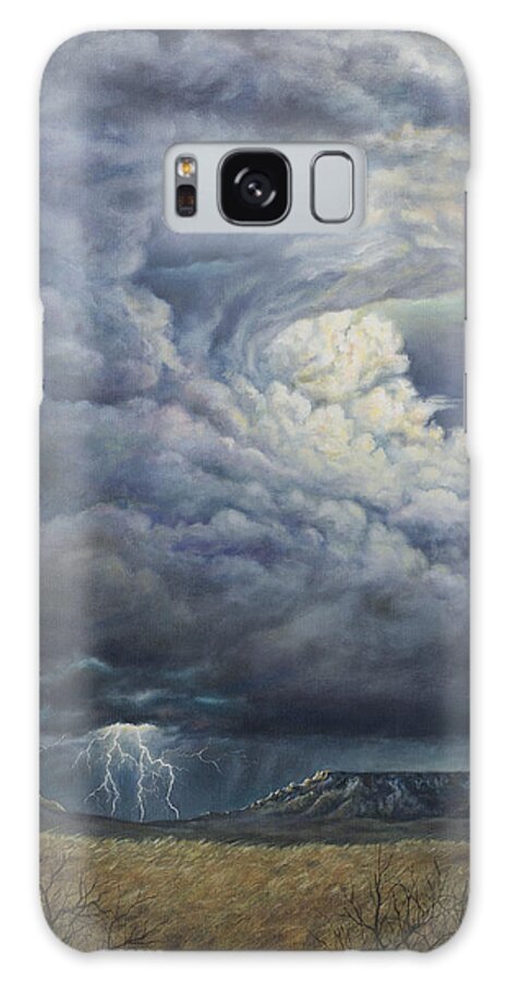 Square Butte Galaxy Case featuring the painting Fury Over Square Butte by Kim Lockman