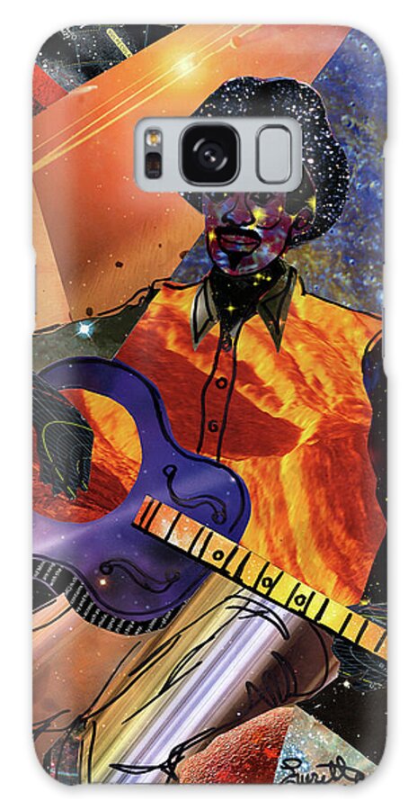 Everett Spruill Galaxy Case featuring the mixed media Galactic Guitarist by Everett Spruill