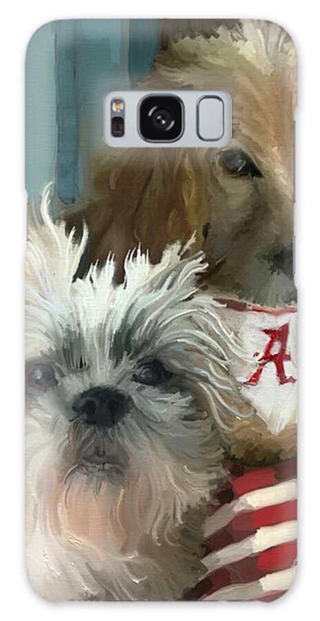 Puppy Galaxy S8 Case featuring the painting Game Day by Carrie Joy Byrnes