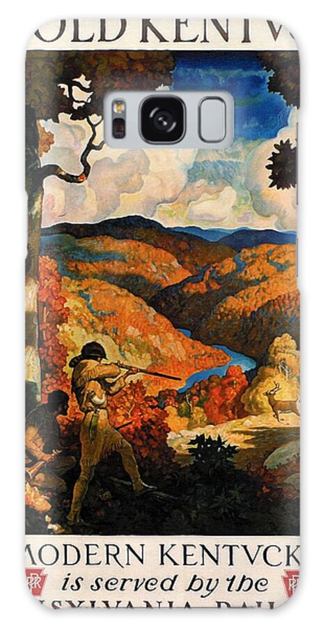 Game Hunting Galaxy Case featuring the painting Game Hunting in Old Kentucky - Landscape Painting - Vintage Travel Poster by Studio Grafiikka