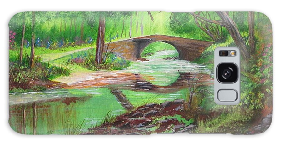 Landscape Galaxy Case featuring the painting Garden Bridge by Robert Clark