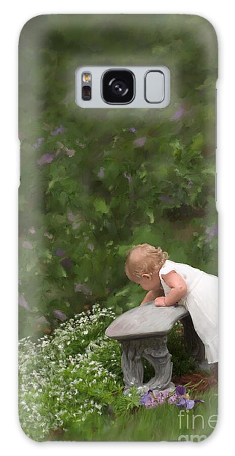 Little Girl Galaxy Case featuring the painting Garden Mischief by Bon and Jim Fillpot