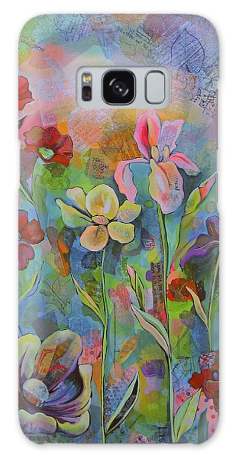 Garden Galaxy Case featuring the painting Garden of Intention - Triptych Center Panel by Shadia Derbyshire