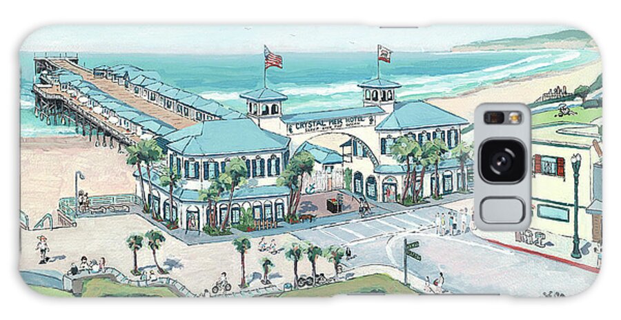 Crystal Pier Galaxy Case featuring the painting Crystal Pier Pacific Beach San Diego California #4 by Paul Strahm