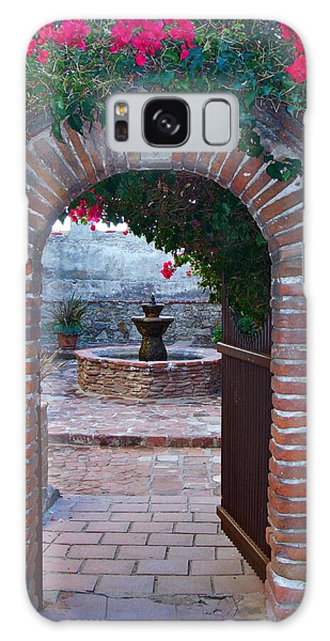 Gate Galaxy S8 Case featuring the photograph Gate to the Sacred Garden and Bell Wall Mission San Juan Capistrano California by Karon Melillo DeVega