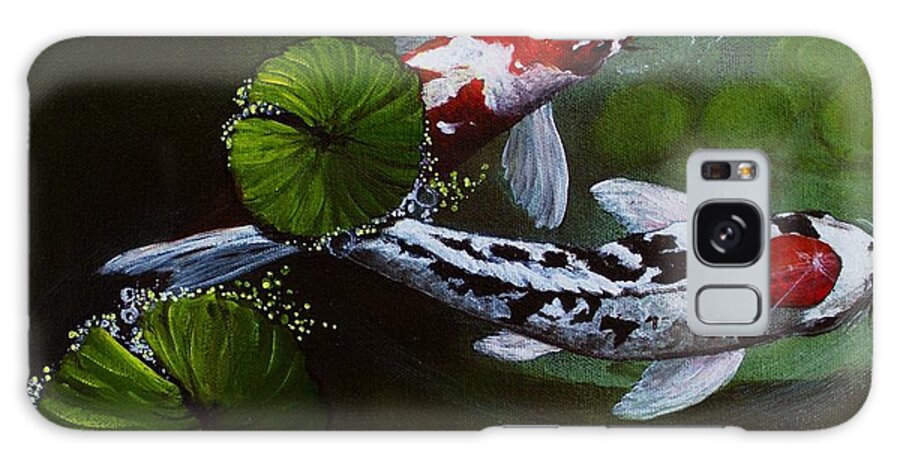 Koi Pond Galaxy Case featuring the painting Gathering in Light #1 up close by Vivian Casey Fine Art