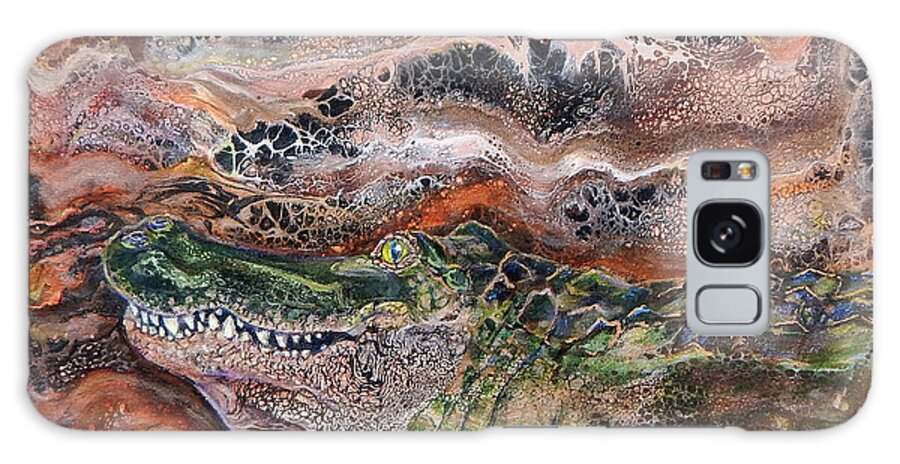 Fluid Art Galaxy Case featuring the painting Gator Grin by Pat St Onge