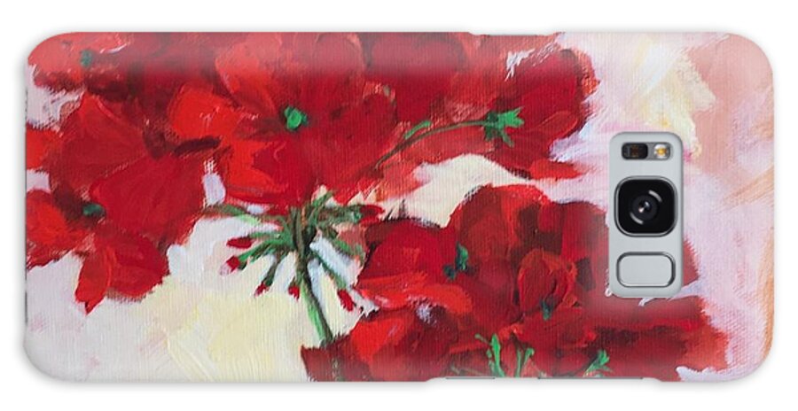 Geraniums Galaxy S8 Case featuring the painting Geranium by Mary Scott