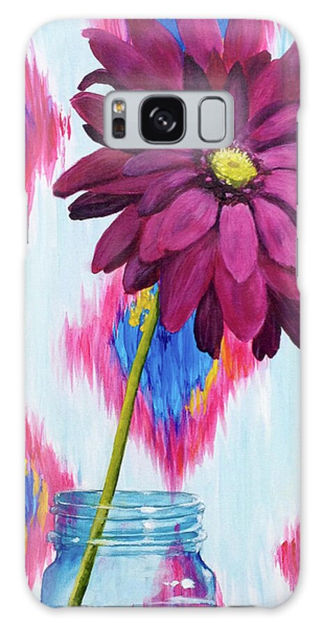 Ikat Galaxy Case featuring the painting Gerber Daisy in Mason Jar by Donna Tucker